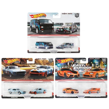 Hot Wheels Premium 2-Pack MBK Van Nissan Skyline GT-R Toyota GR Supra Toyota Supra Ford Mustang 1:64 Diecast Car Model Toy HBL96