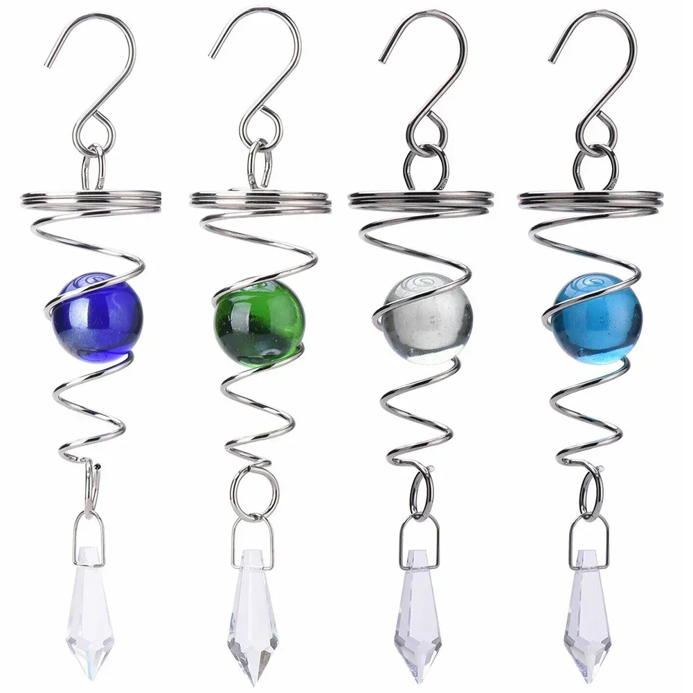 1x Spiral Wind Chime Ball Wind Spinner Pendants Rotating Hook Nursery Garden Yard Home Wall Hanging Decorations Outdoor 2