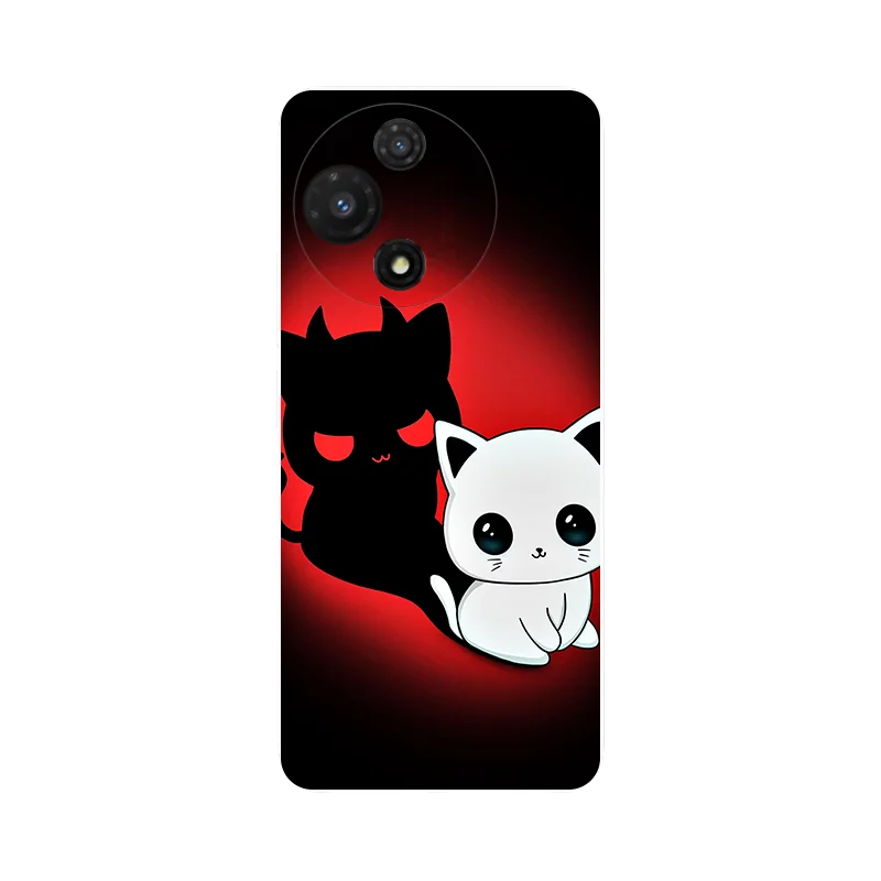 Black TPU Soft Silicone Cute Cat Phone Protective Back Cover Case