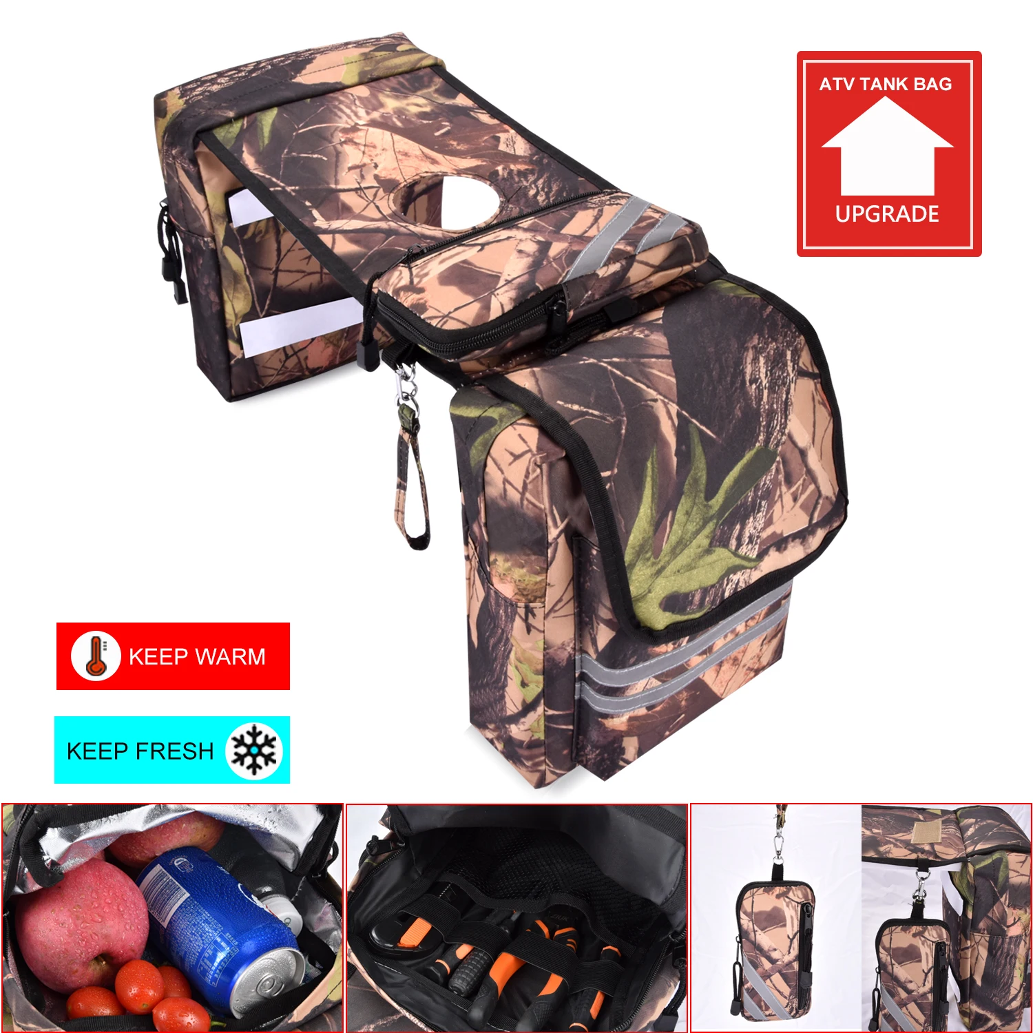 

Waterproof 600D oxford ATV UTV Snowmobile Motorcycle Cargo Pocket Tank Storage Saddle Bags Waterproof+Cell phone pocket