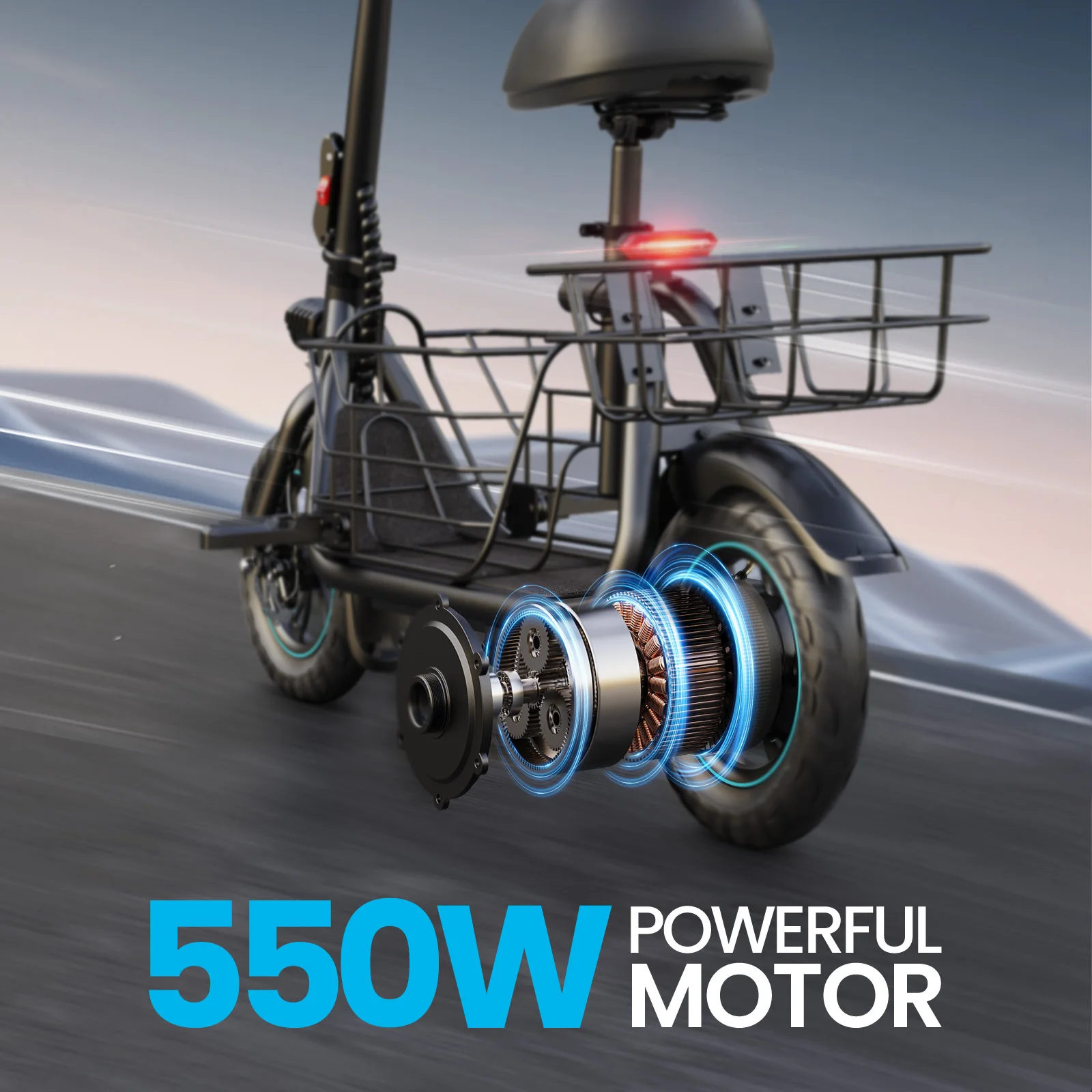 Gyroor Electric Scooter with Basket for Pet, 3 Riding Modes Foldable Electric Scooter for Adults-up to 20 Miles 18.6MPH