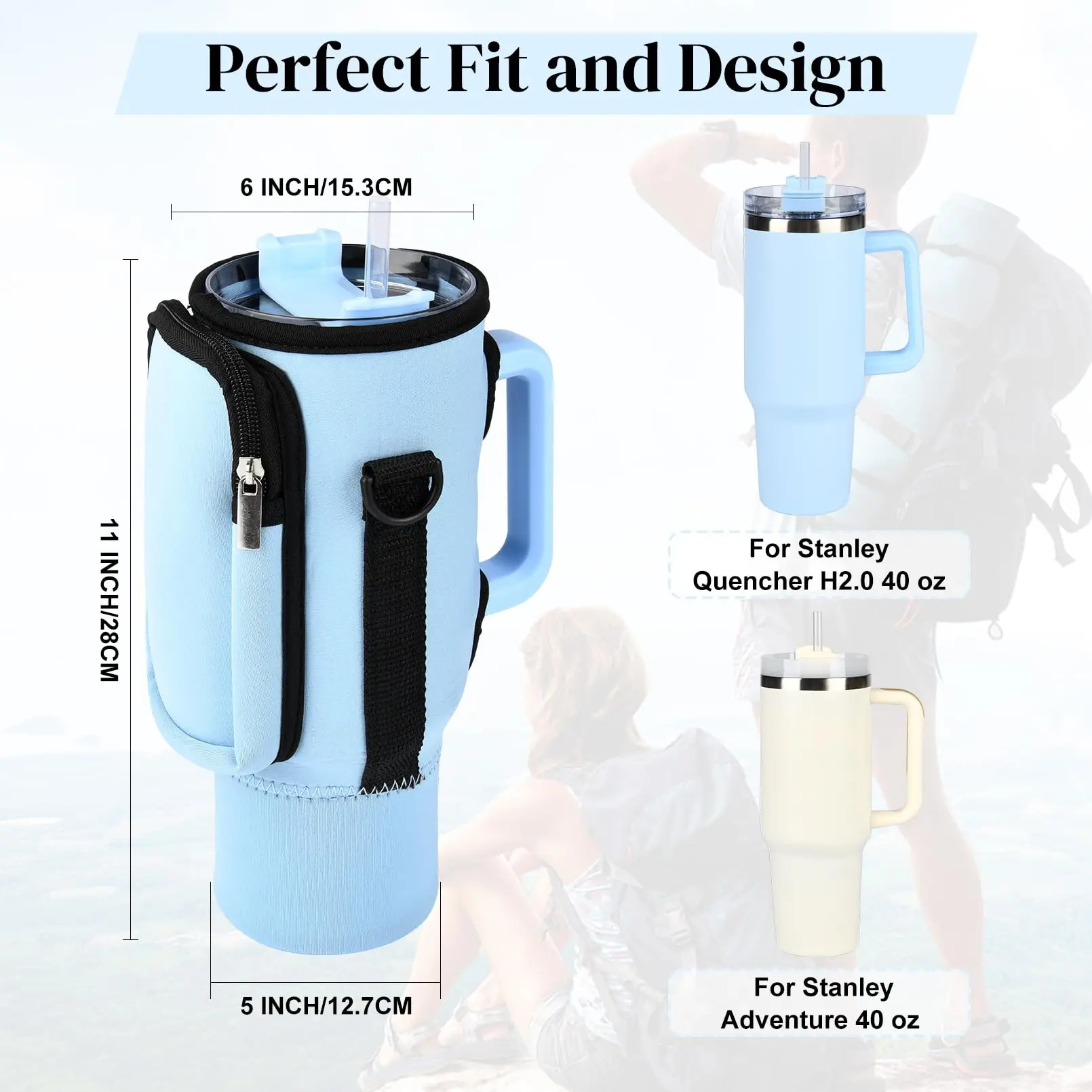  Xxerciz Water Bottle Carrier with Phone Pocket for Simple  Modern Stanley 30 oz Tumbler with Handle Quencher, Water Bottle Holder with  Strap, Stanley Cup Accessories for Walking Travelling Camping : Sports