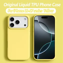 Candy Color Liquid Silicone Shockproof Phone Case - Original Protective Soft Cover - iPhone 16 (Yellow)