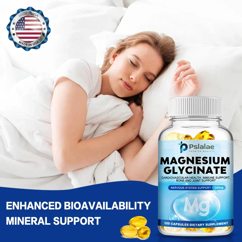 Magnesium Glycinate 500mg-Supports Muscle, Nerve, Joint and Heart Health, Promotes Deep Sleep