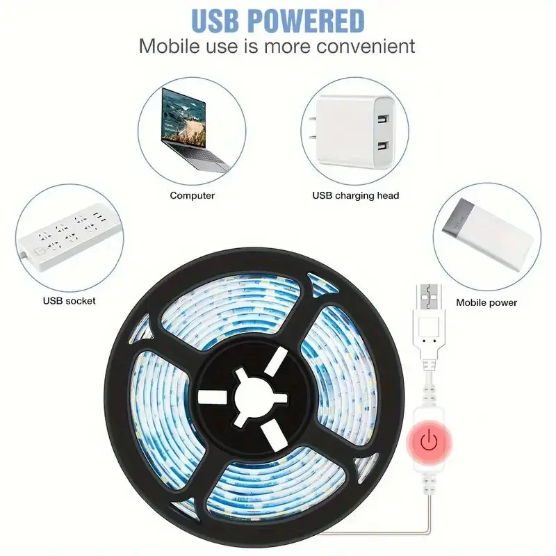 USB-Powered LED Strip Light with Touch Dimmer