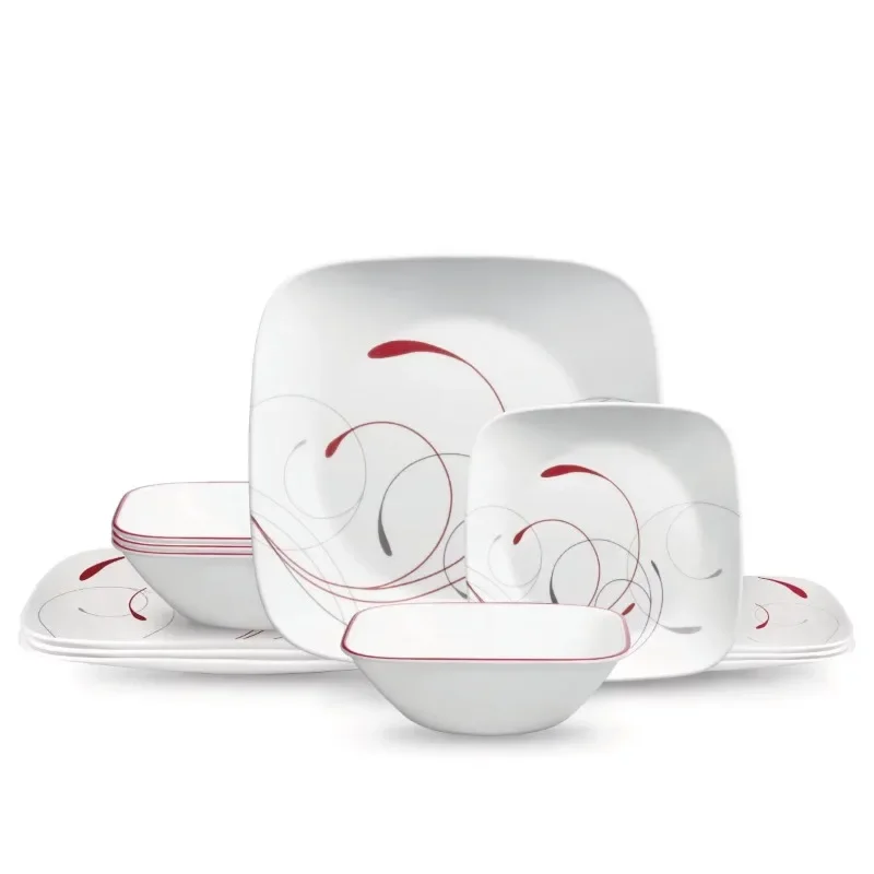 

Square, 12 Piece, Dinnerware Set dishes and plates sets
