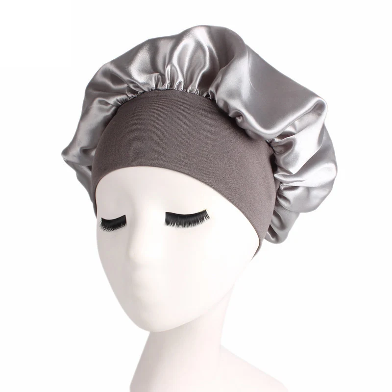 Night hair cap warm air bonnet cap hair bonnet dryer Unisex Head Wrap Elastic Band Cap For Brimmed Night Hat Bath Cap Extra Large Satin Silky Bonnet Sleep