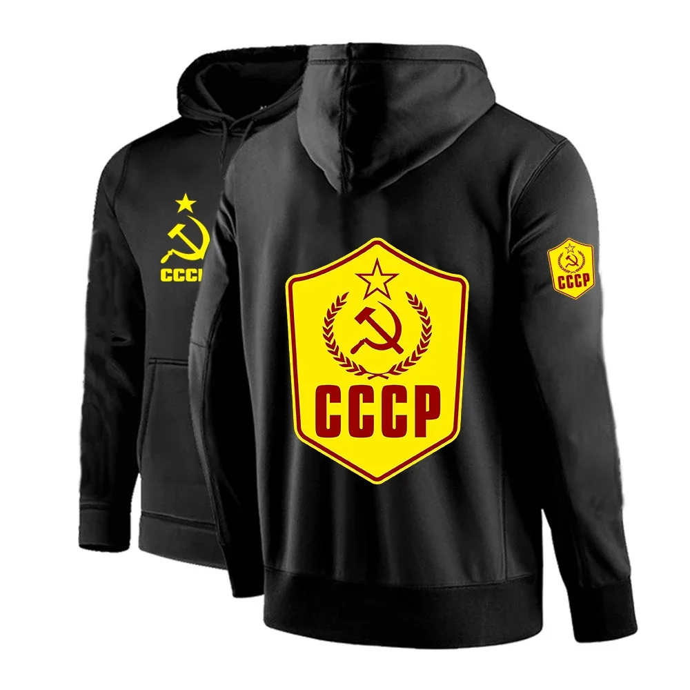 

New 2019 Autumn Winter Brand Mens Hoodies Sweatshirts Men High Quality CCCP Letter Printing Long Sleeve Fashion Mens Hoodies