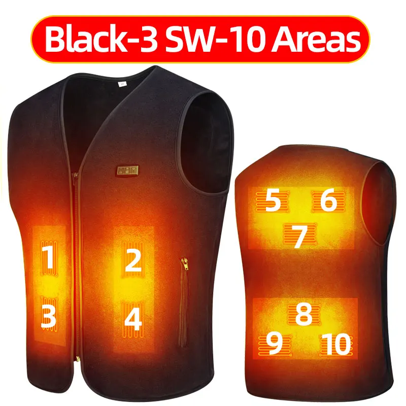 Heated Rechargeable Fleece Vest - Unisex Thermal Outdoor Wear