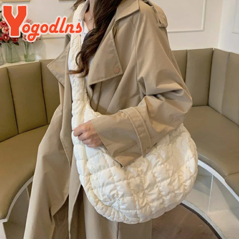 New Quilted Padded Crossbody Bag for Women Pleated Bubbles Cloud Shoulder Bags Large Tote Bucket Bag Ruched Handbags