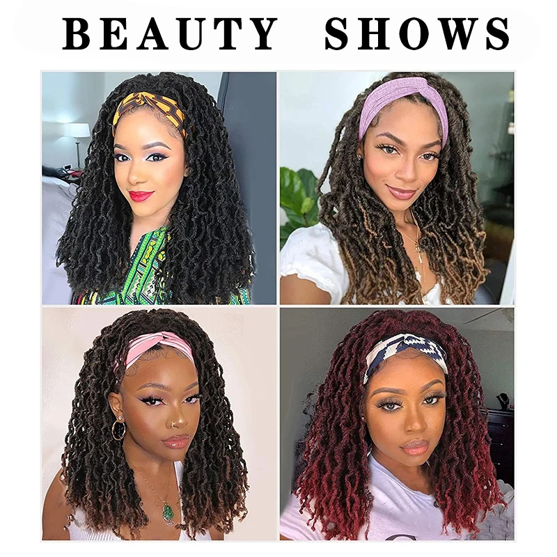Faux Locs Synthetic Braided Headband Wigs Long Dreadlocks Goddess Nu Locs Curly Wig Freetress Twist Crochet Hair for Women