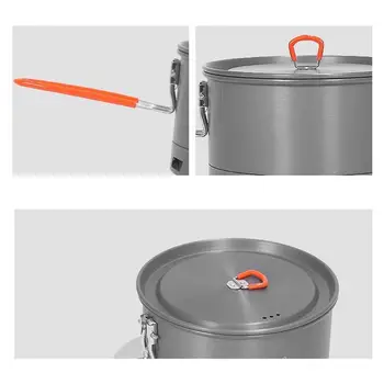 Camping Tableware Hard anodized aluminum Cookware Set Camping Pot  Outdoor Portable Picnic Tableware Kit for Hiking Trekking 3