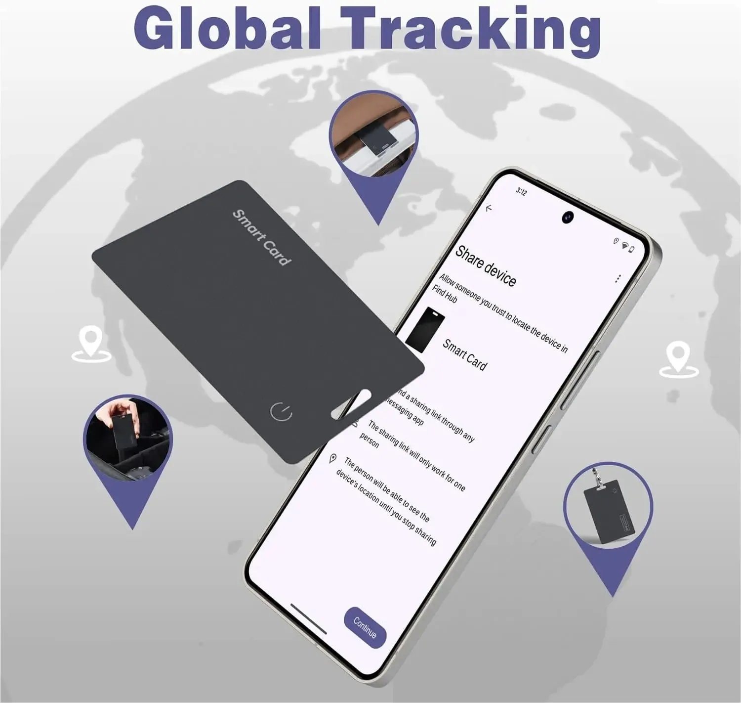 Localizzatore di portafogli per Android, scheda di localizzazione di portafogli App Google, localizzatore di oggetti ricaricabile wireless, tag di localizzazione di smart card Ip68 - immagine 3