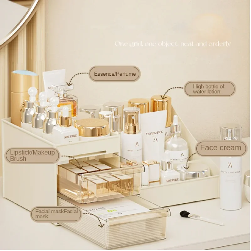 NEW Transparent Drawer Style Makeup Box,Dormitory Organizer Plastic Cosmetics Skincare Dressing Table Desktop Storage Box 4