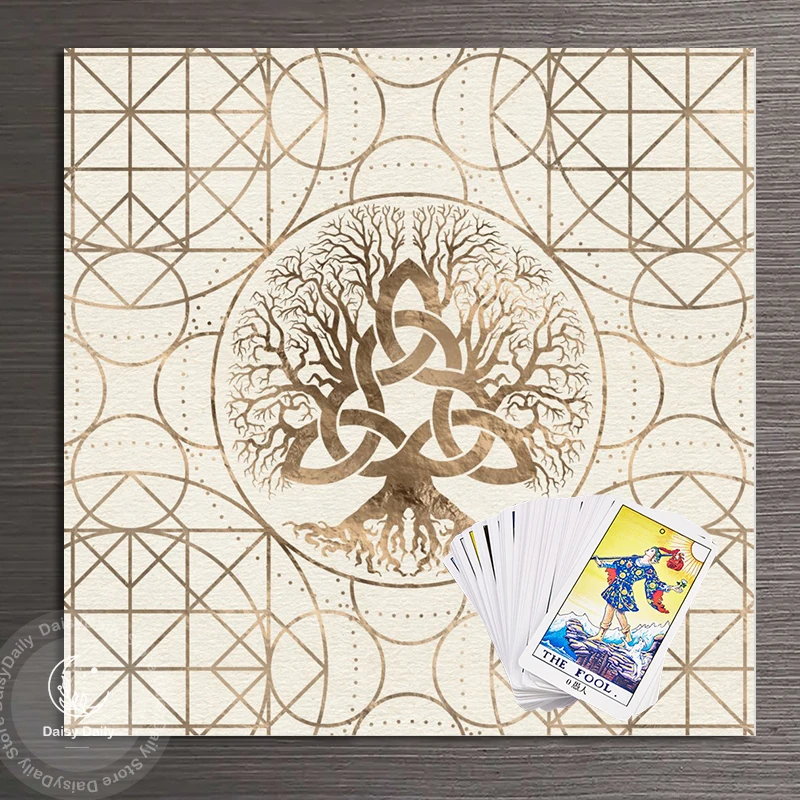 Tree of Life Pendulum Divination Altar Tablecloth Board Game Tarot Pad Rune Table Cloth Astrology Oracles Board Game Mat Square 5