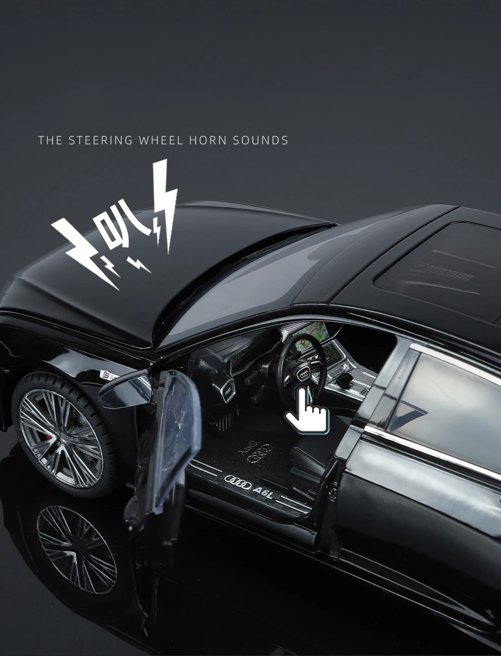 1:18 Audi A6 Limousine Alloy Die Cast Toy Car Model Sound And Light Pull Back Toy Collectibles