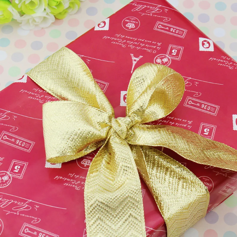 Description Picture 5 of item(5 Yards/roll)4 cm Wide Gold Embossed Ribbon Gift Flower Package Festival Party Wedding Decoration Handicraft Production DIY