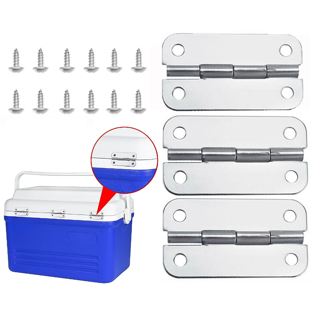 

3PCS Igloo Cooler Hinges & Screws Stainless Steel Replacements Cooler Parts Stainless Rust-Resistan 25-165 Quarts Accessories