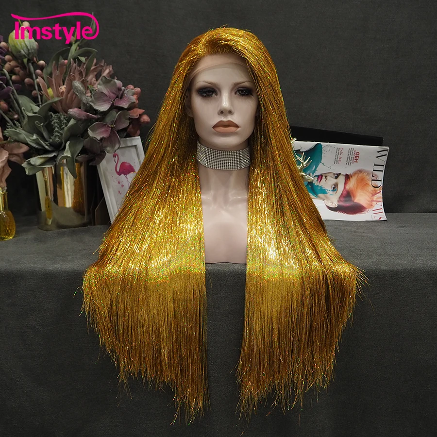 CHUNLINLAODA - 6 Pièces Tinsel Wig Perruque Métallique Brillant Coloré Guirlande Perruque Costume Tinsel Aluminium Perruques Noël Soirée Célibataire Cosplay (rouge