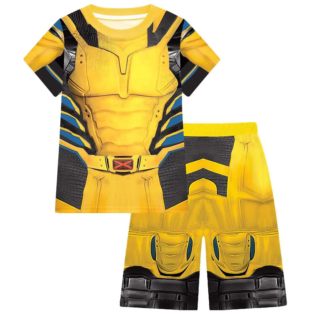 D-Deadpool Cosplay Costume for Kids Superhero Pyjamas Halloween Costume Children T Shirt+pants 2pcs Set Boys Girls Anime Clothes