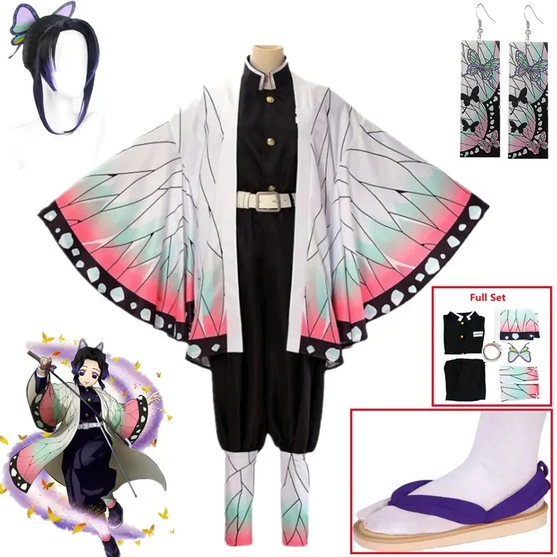 

Anime Shinobu Kochou Cosplay Costume Kimono Cloak Kimetsu No Yaiba Kisatsut Uniform Halloween Christmas Clothes