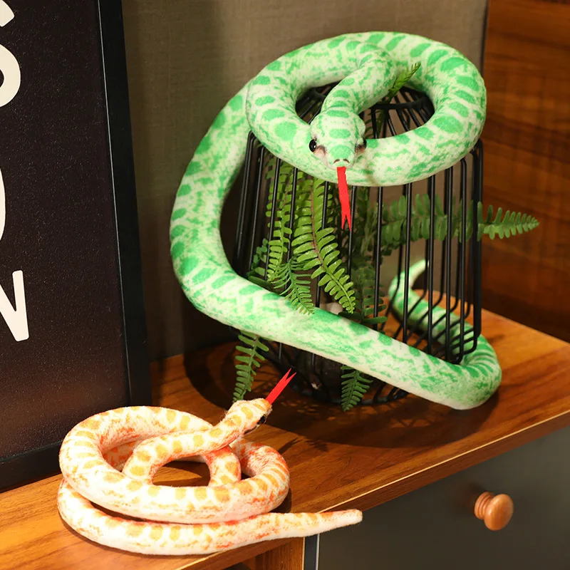 Hot Simulated Long Snakes Plush Toy Giant Lifelike Python Stuffed Snake Plushie Children Boys Funny Birthday Gift Home Decora