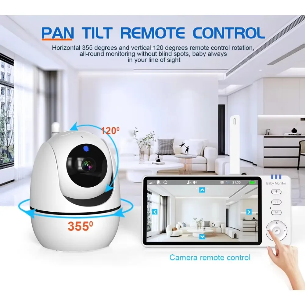 5 Inch Video Baby Monitor 2.4G Wireless Monitoring Two Way Audio Display Video Digital Cameras Security-Protection For Newborm