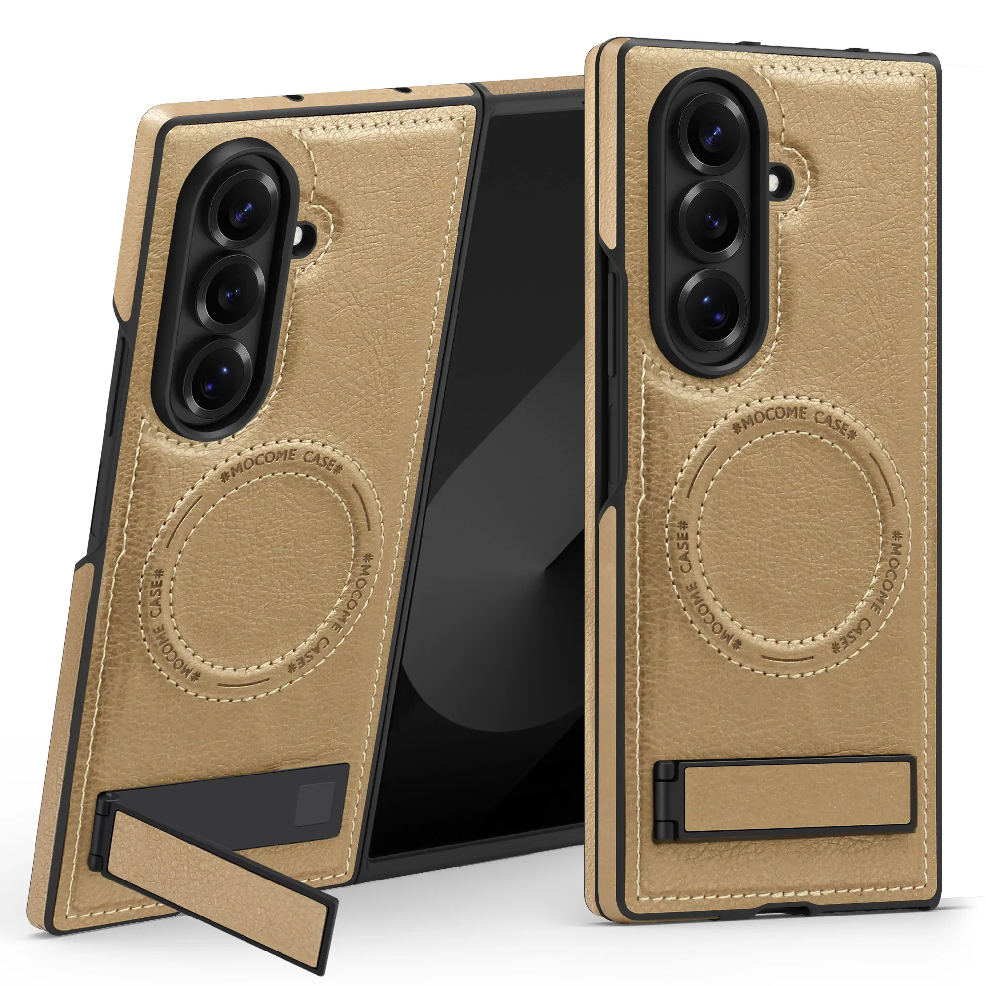 Premium Magnetic Leather Case with MagSafe Holder and Stand - Shockproof Luxury Cover