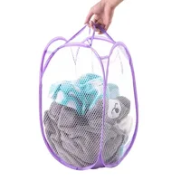 Foldable Color Mesh Clothes Dirty Clothes Basket Household Mesh Dirty Clothes Basket Storage Basket Storage Bucket Laundry Baske 5