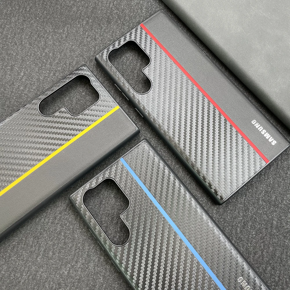 Carbon Fiber Pattern PC Case For Samsung Galaxy S22 Ultra Plus Matte Aramid Anti-fingerprint Shockproof Phone Cover cute galaxy s22+ case