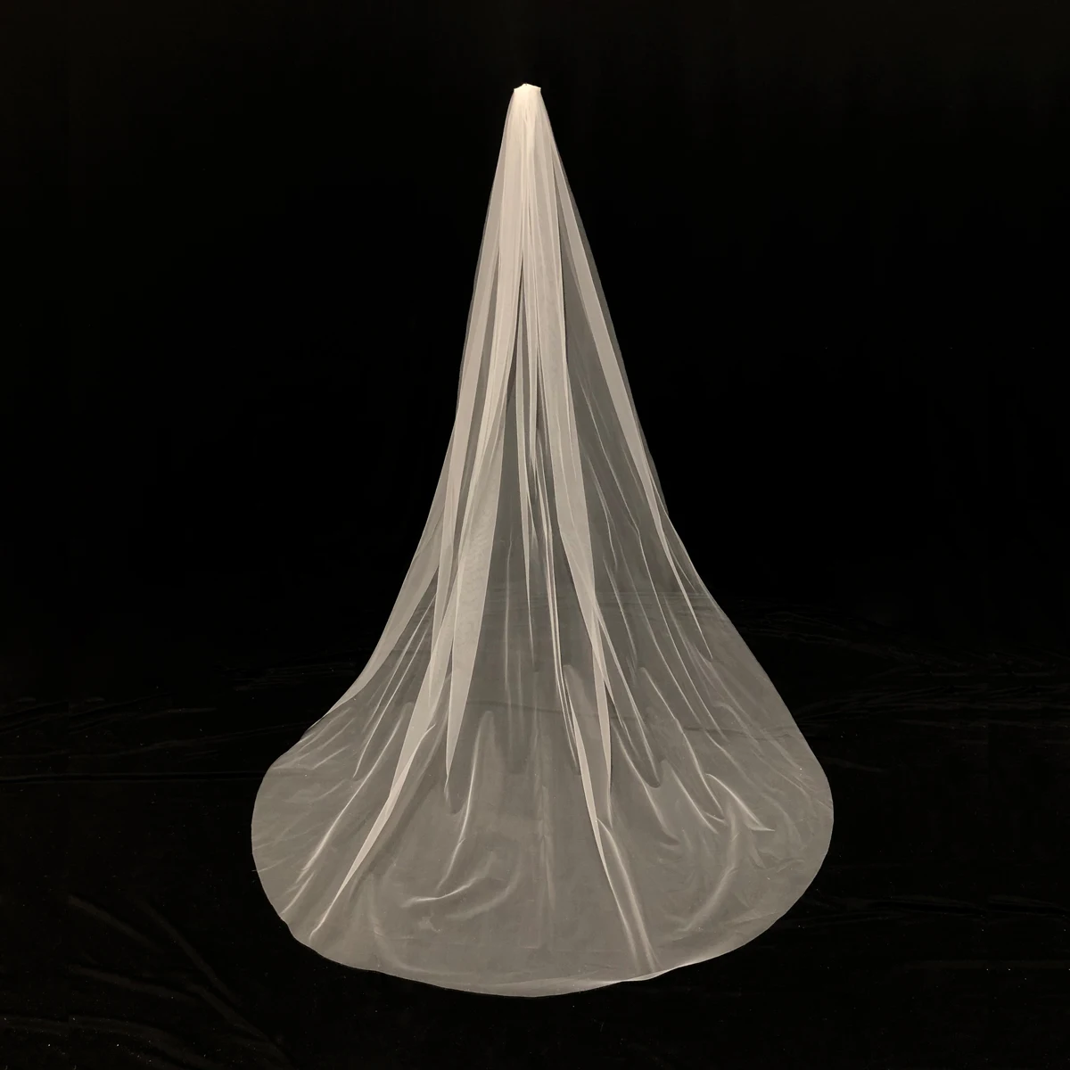 V828 Simple Style One Layer Soft Tulle Bridal Veils Accessories Cut edge Cathedral Long Wedding Veil