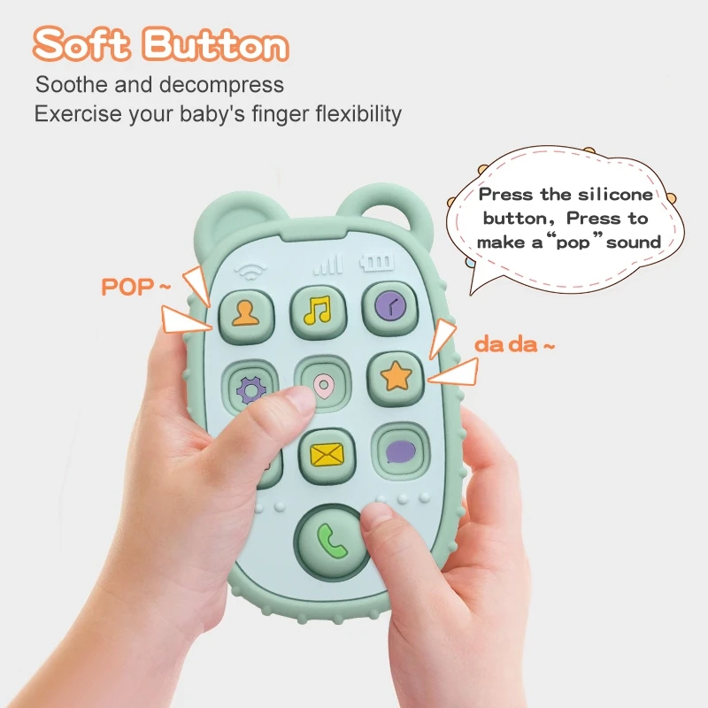 Baby BPA Free Silicone Teether Toys Bear Mobile Phone Remote Control Shape Teether Kids Sensory Soothing Toys for Babies Gifts teething toys,silicone teething toys