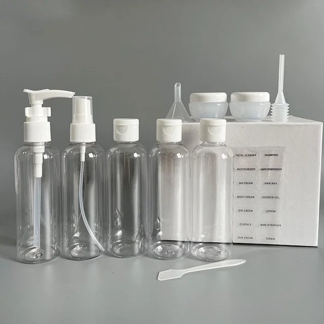 11PCS Travel Refillable Bottle Set Container Portable Cosmetic Lotion Toner Spray Shampoo Cream Tourism Supplies Set 1