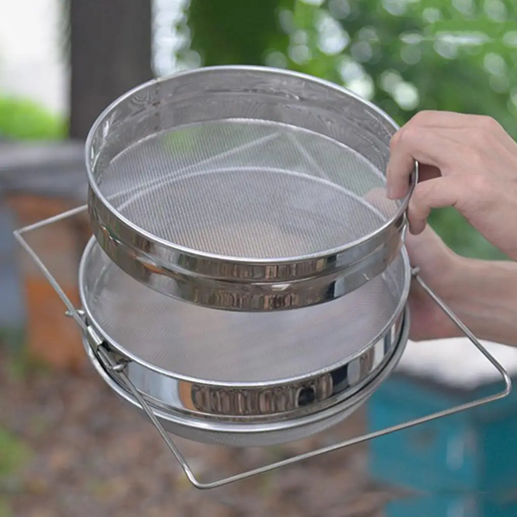 Beekeeping Tools Stainless Steel Double Sieve Honey Strainer with Extendable Arms