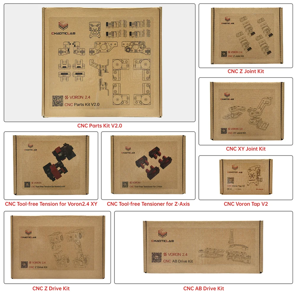 VORON 2.4 CNC Parts Kit V2.0 Hardware Upgrade High Speed Higher Strength with Z AB Drive Tool free Tension XYZ joint 3D Printer
