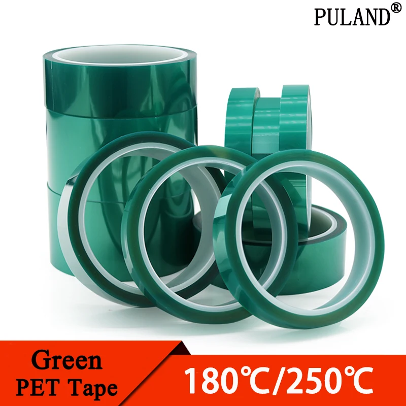  Green PET Film Tape 3mm ~ 100mm High Temperature Heat Resistant PCB Solder SMT Plating Shield Insulation Protection tapes strips 