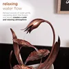 ZEN918 Indoor Tabletop Multi-Tiered Metal Falling Leaves Water Fountain with Stone-Filled Base, 14" 5