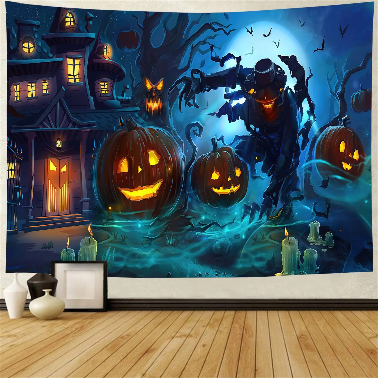 Halloween Tapestry Horror Zombies Dead Men Graveyard Tapestry Doomsday Theme Wall Hanging for Bedroom Living Room Dorm