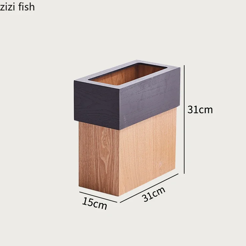 カグラボ Teak trash can チーク無垢材ゴミ箱 北欧家具風 Trash Can Wooden Nordic Style Household Bedroom Waste Bin