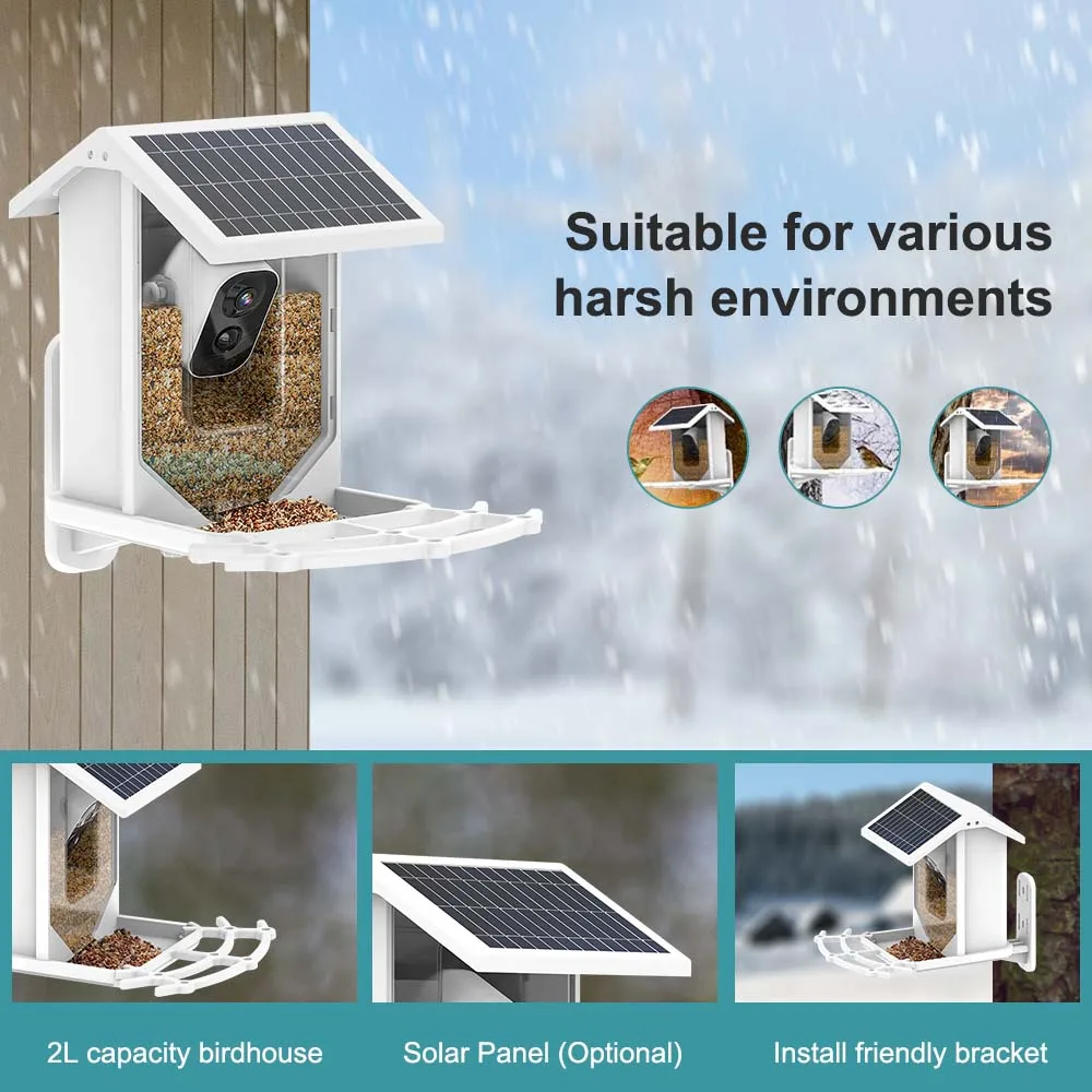 Buy Wholesale China Outdoor Waterproof Solar Automatic Bird Feeders Powered  Ai Intelligent 1080p Video Bird Camera For Wildlife Gazebo Feeding &  Automatic Bird Feeders at USD 66.8