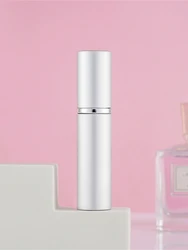 Compact 5ml Refillable Perfume Spray Bottle with Atomizer - Sleek Aluminum Travel Case (Silver)