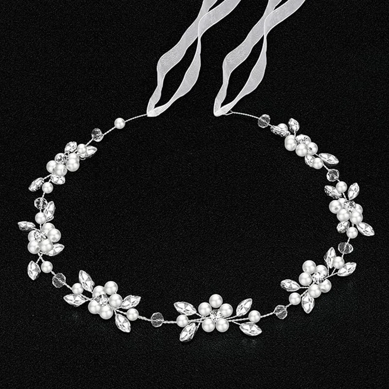 Flower Child Headpiece for girls Silver Wedding headband Crystal Pearl hair piece suitable for birthday parties first Communion, hair accessories, bridal hair accessories