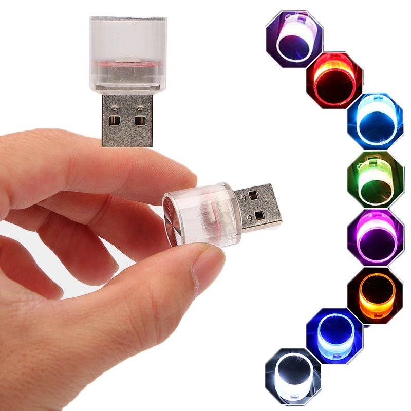 Compact USB Car Interior LED Ambient Light - Colorful & Portable Atmosphere Lamp