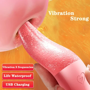 New Silicone Tongue Licking Sex Machine Vibration 9 Frequency Simulation Long Tongue Masturbation Massager Stick Toys for Female 5
