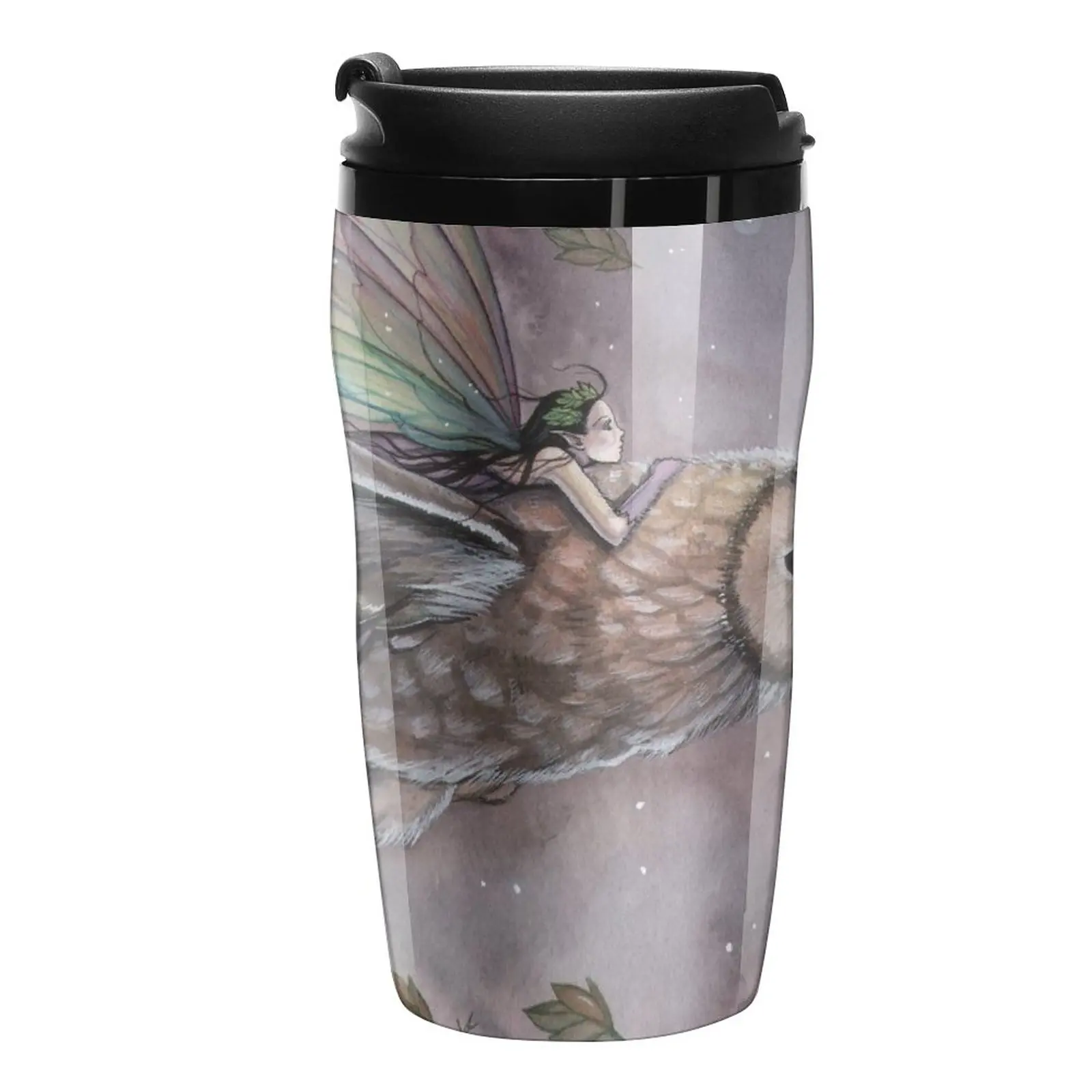 

Soaring Fairy and Owl in Flight Illustration Fantasy Art by Molly Harrison Travel Coffee Mug Coffee Glasses Cute Mugs