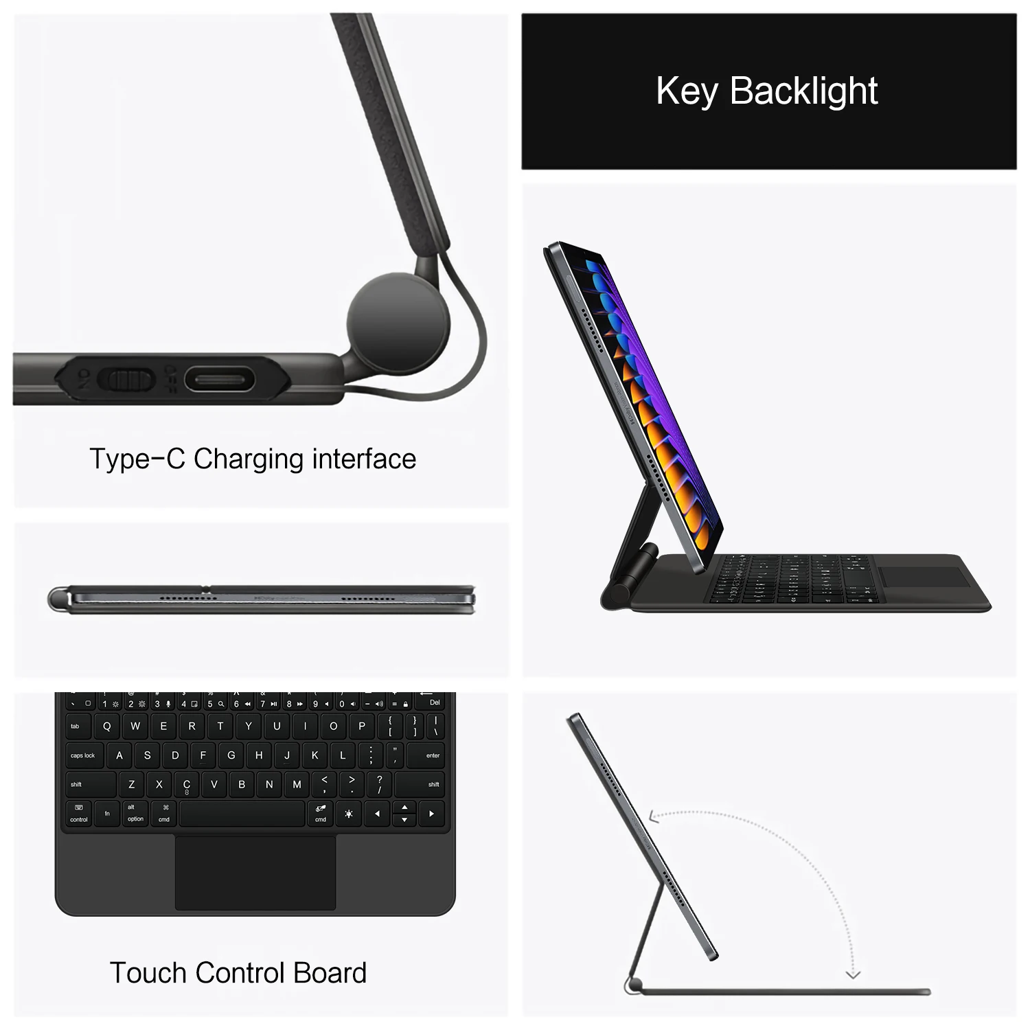 Magic Backlight Keyboard Folio with Smart Magnetic Cover and TouchPad Keyboard