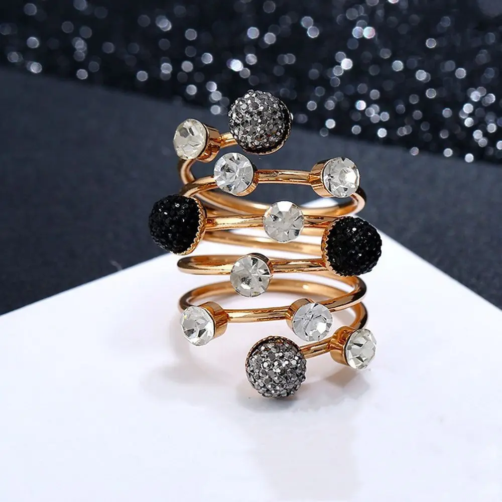 Opening Ring Exaggerated Luxury Vintage Geometric Rhinestone Opening Ring Knuckle Finger Antique For Women Punk Statement Jewelry Gift