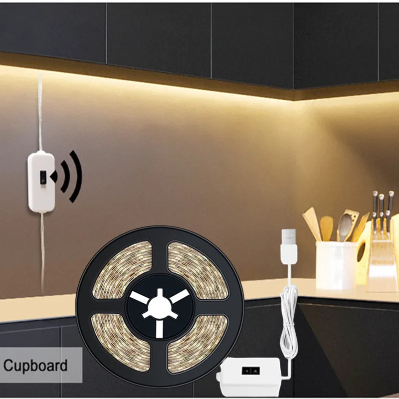 

Under Cabinet Lamp Motion Backlight Waterproof Night Lamps Hand Sweep Waving ON OFF Sensor TV Kitchen USB LED Light Strip DC 5V