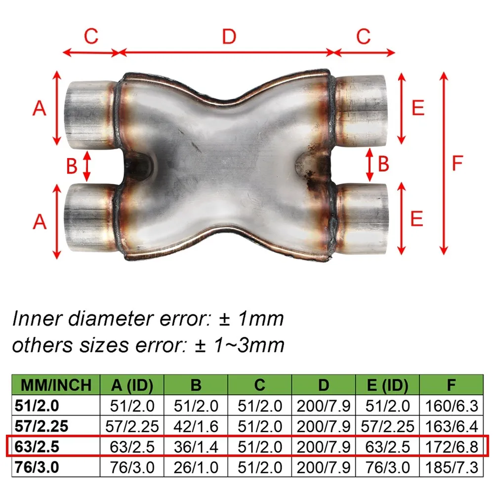High Performance Universal Exhaust X Pipe 2.5\
