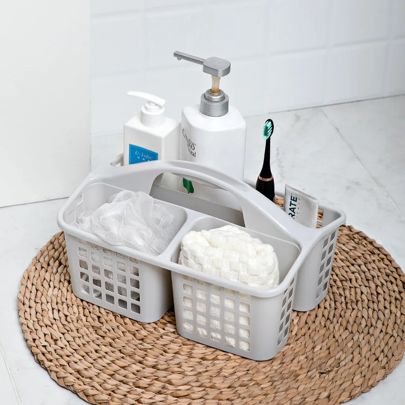 Plastic Shower Caddy Basket With Compartments Portable Divided Cleaning Supply Storage Organizer With Handle Dorm Bathroom